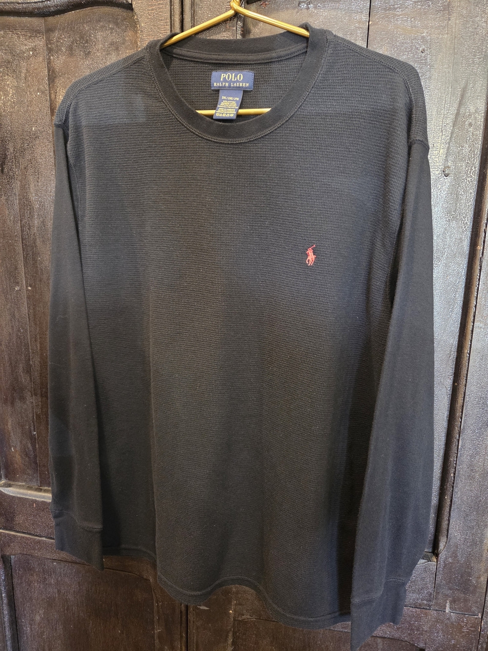 Polo by Ralph Lauren Black Long-Sleeve Thermal Men's Shirt with Red Pony (XXL)